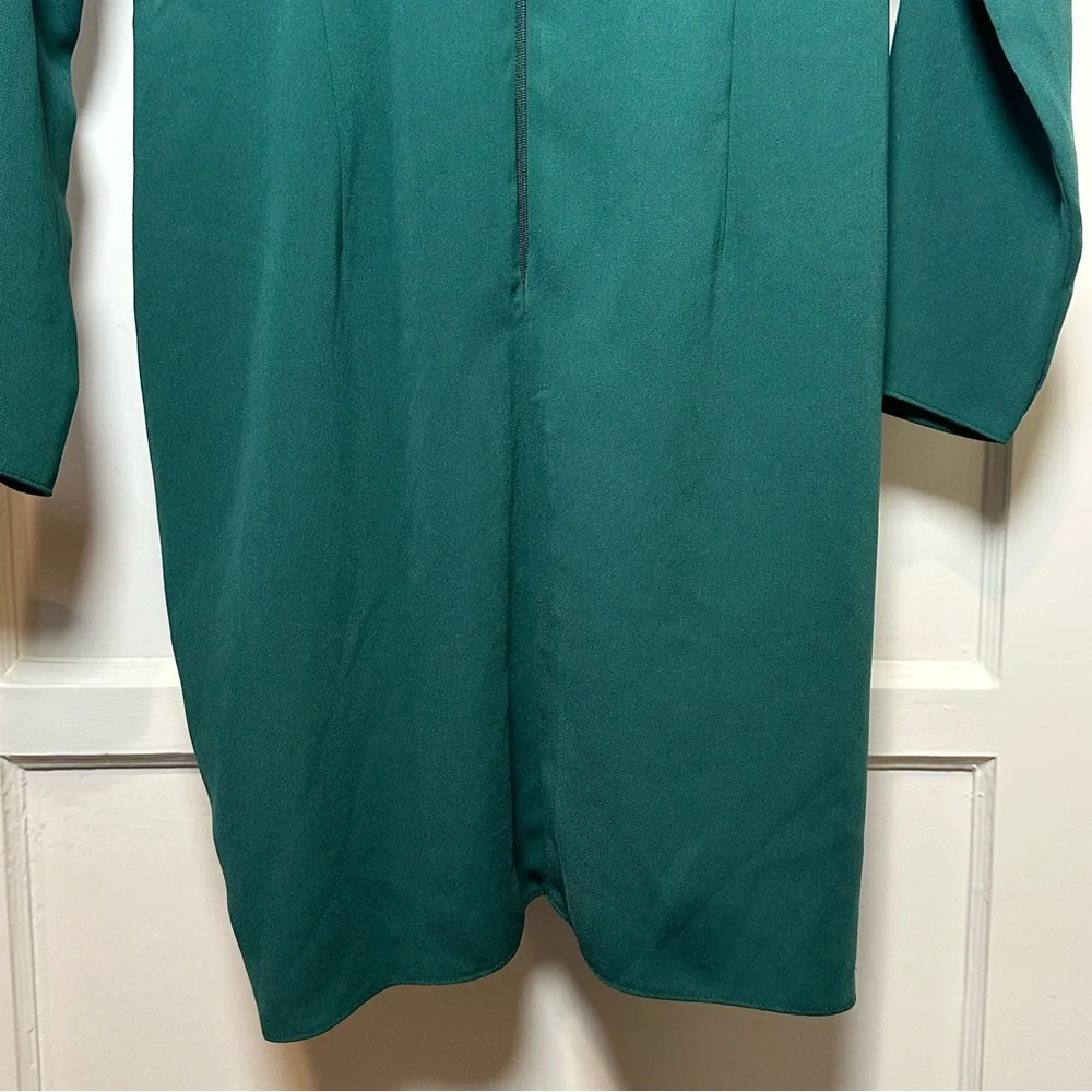 ASOS Design Green Long Sleeve Surplice V Neck Mini Dress - Size 8